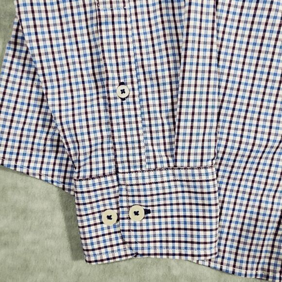 UNTUCKit Shirt Mens Large Purple Blue Plaid Erbach Stretch Slim Fit Button Down - Picture 7 of 9